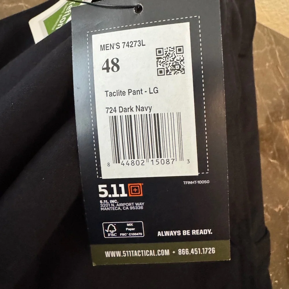 5.11 Tactical Taclite Pro Pants Mens 48 Unhemmed Dark Navy Cargo 74273L NEW